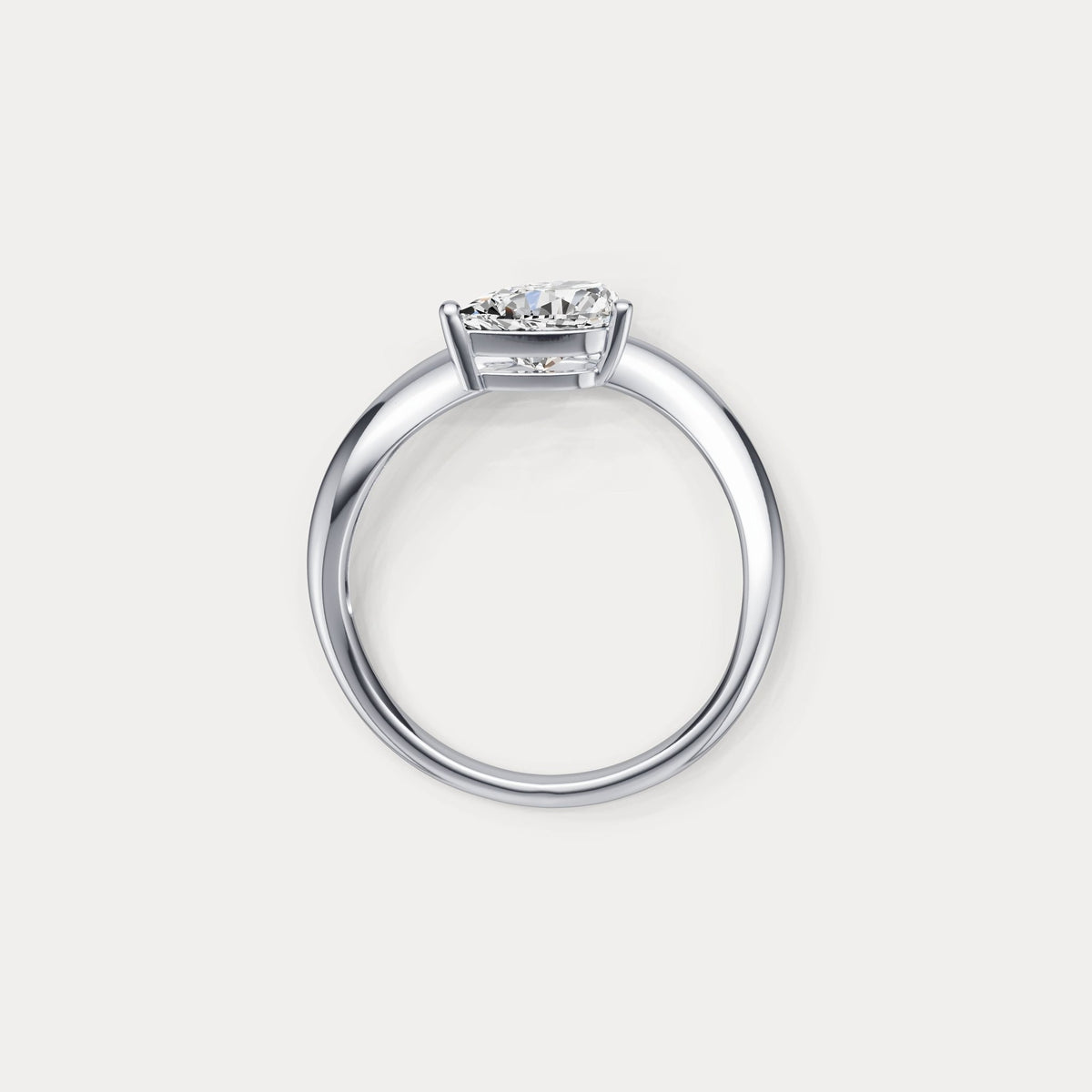 0.75 CT Prong Pear Lab Grown Diamond Wave Ring in Sterling Silver - Rings