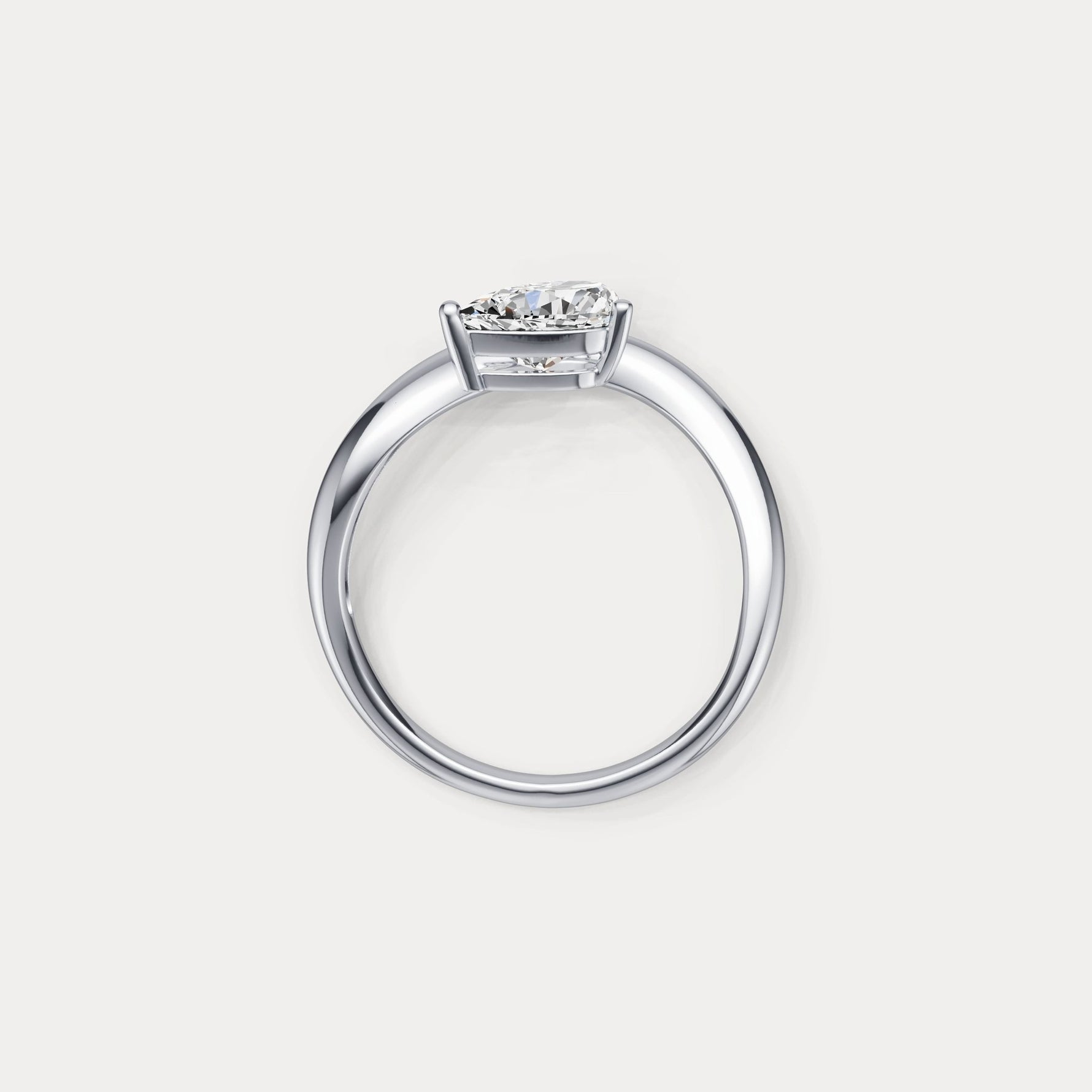 0.75 CT Prong Pear Lab Grown Diamond Wave Ring in Sterling Silver - Rings
