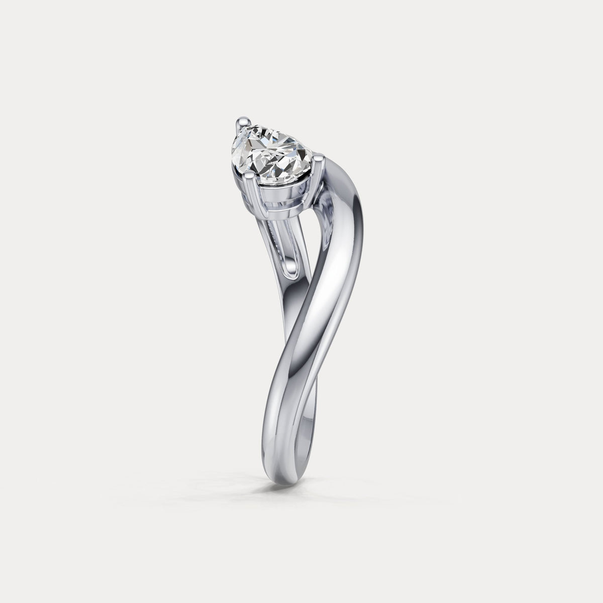 0.75 CT Prong Pear Lab Grown Diamond Wave Ring in Sterling Silver - Rings