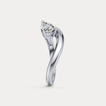 0.75 CT Prong Pear Lab Grown Diamond Wave Ring in Sterling Silver - Rings
