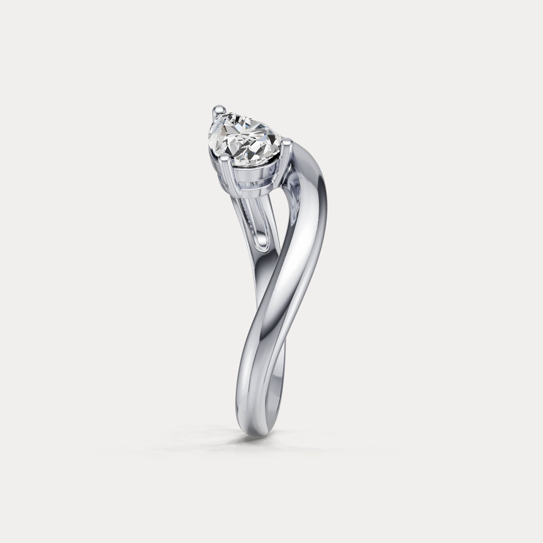 0.75 CT Prong Pear Lab Grown Diamond Wave Ring in Sterling Silver - Rings