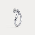 0.75 CT Prong Pear Lab Grown Diamond Wave Ring in Sterling Silver - Rings
