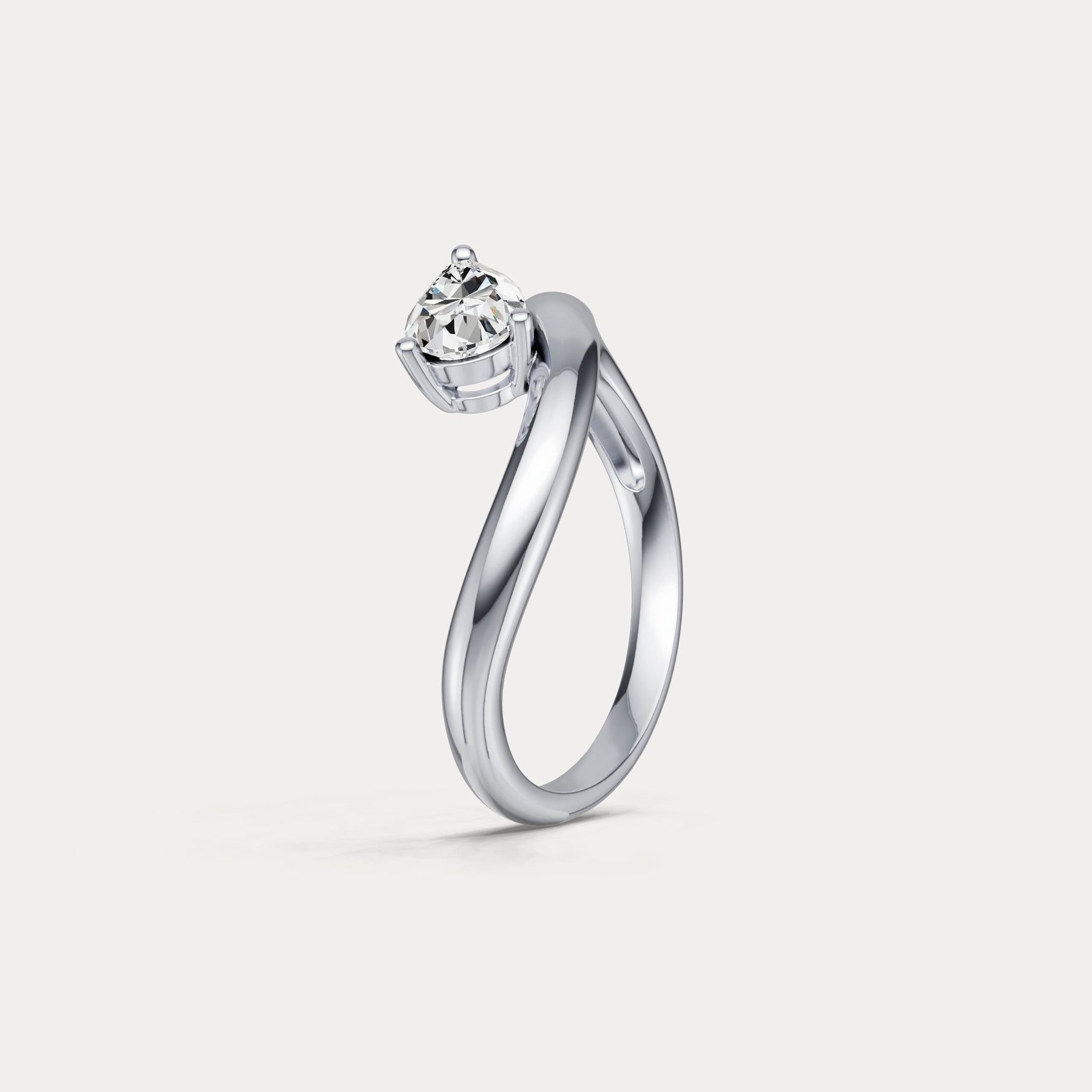 0.75 CT Prong Pear Lab Grown Diamond Wave Ring in Sterling Silver - Rings