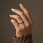 0.75 CT Prong Pear Lab Grown Diamond Wave Ring in Sterling Silver - Rings