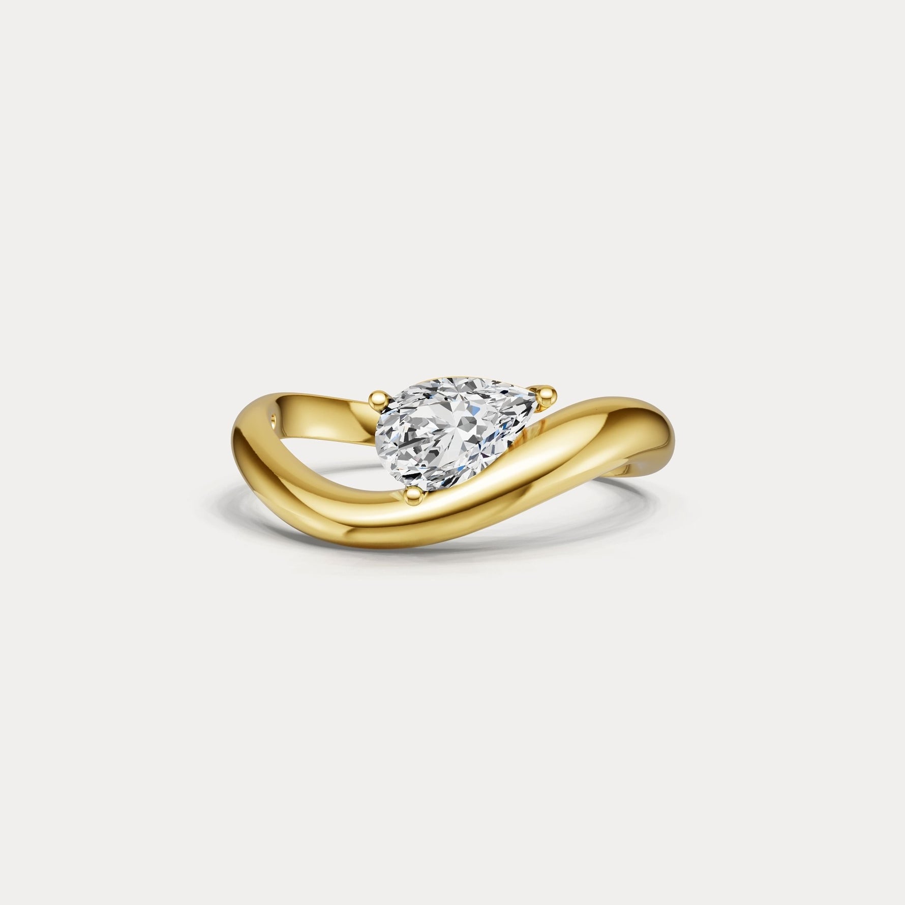 0.75 CT Prong Pear Lab Grown Diamond Wave Ring in Sterling Silver - Rings