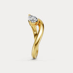 0.75 CT Prong Pear Lab Grown Diamond Wave Ring in Sterling Silver - Rings