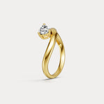 0.75 CT Prong Pear Lab Grown Diamond Wave Ring in Sterling Silver - Rings