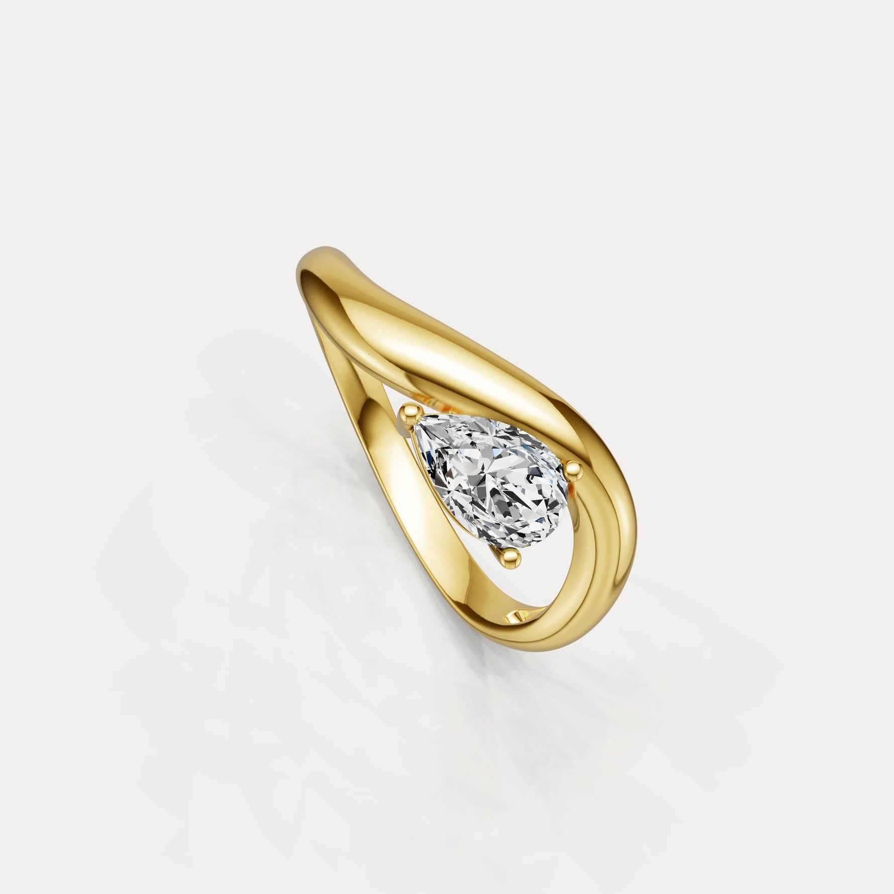 0.75 CT Prong Pear Lab Grown Diamond Wave Ring in Sterling Silver - Rings