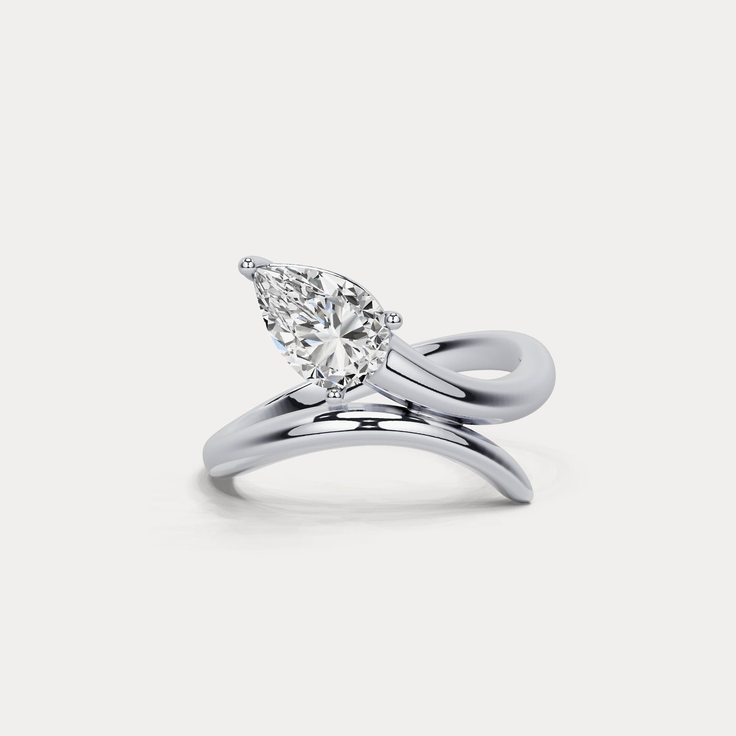 1.5 CT Pear Cut Lab Grown Diamond Twisted Ring in Sterling Silver - Rings