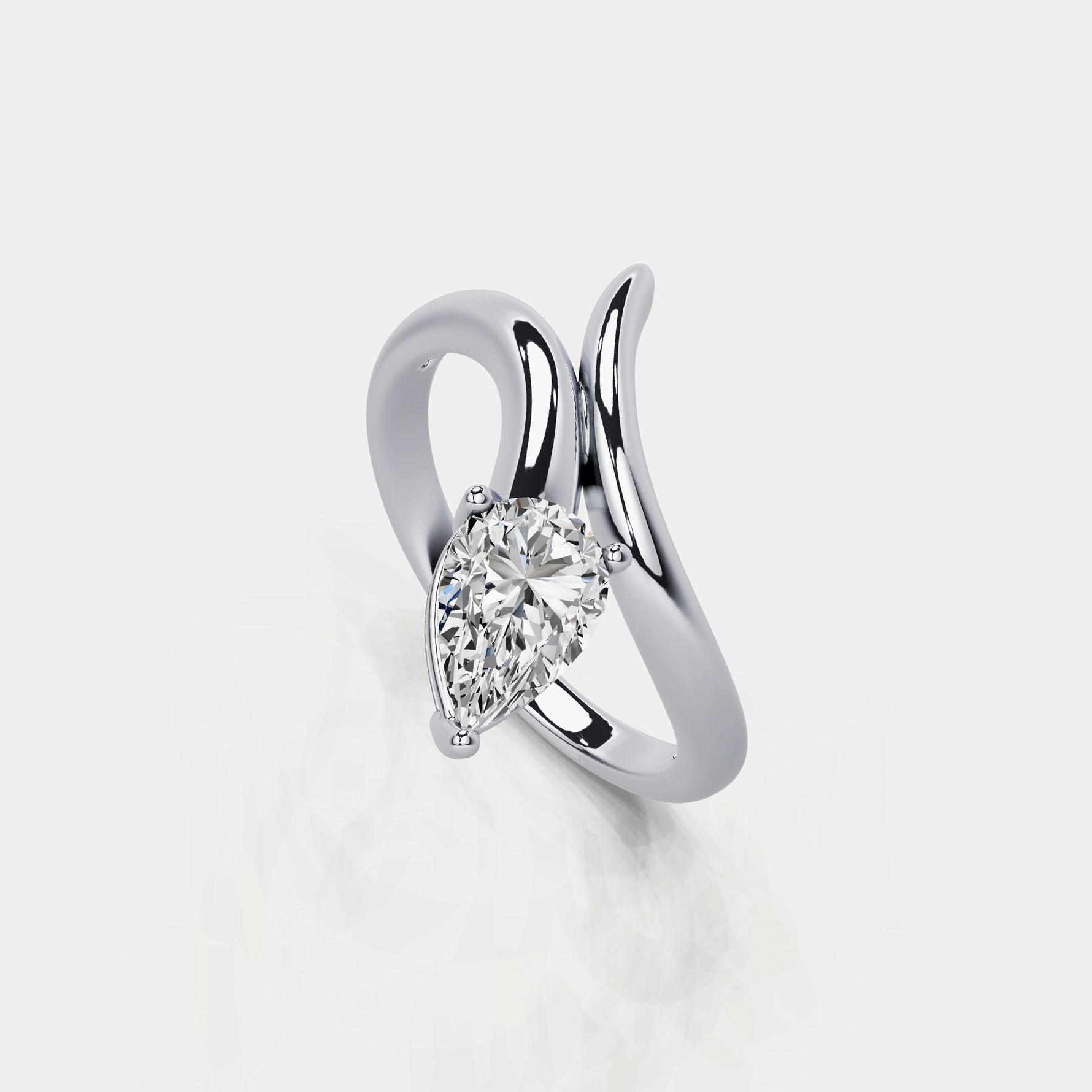 1.5 CT Pear Cut Lab Grown Diamond Twisted Ring in Sterling Silver - Rings