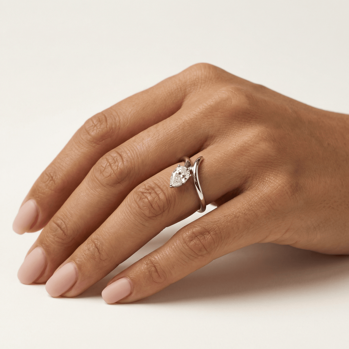 1.5 CT Pear Cut Lab Grown Diamond Twisted Ring in Sterling Silver - Rings