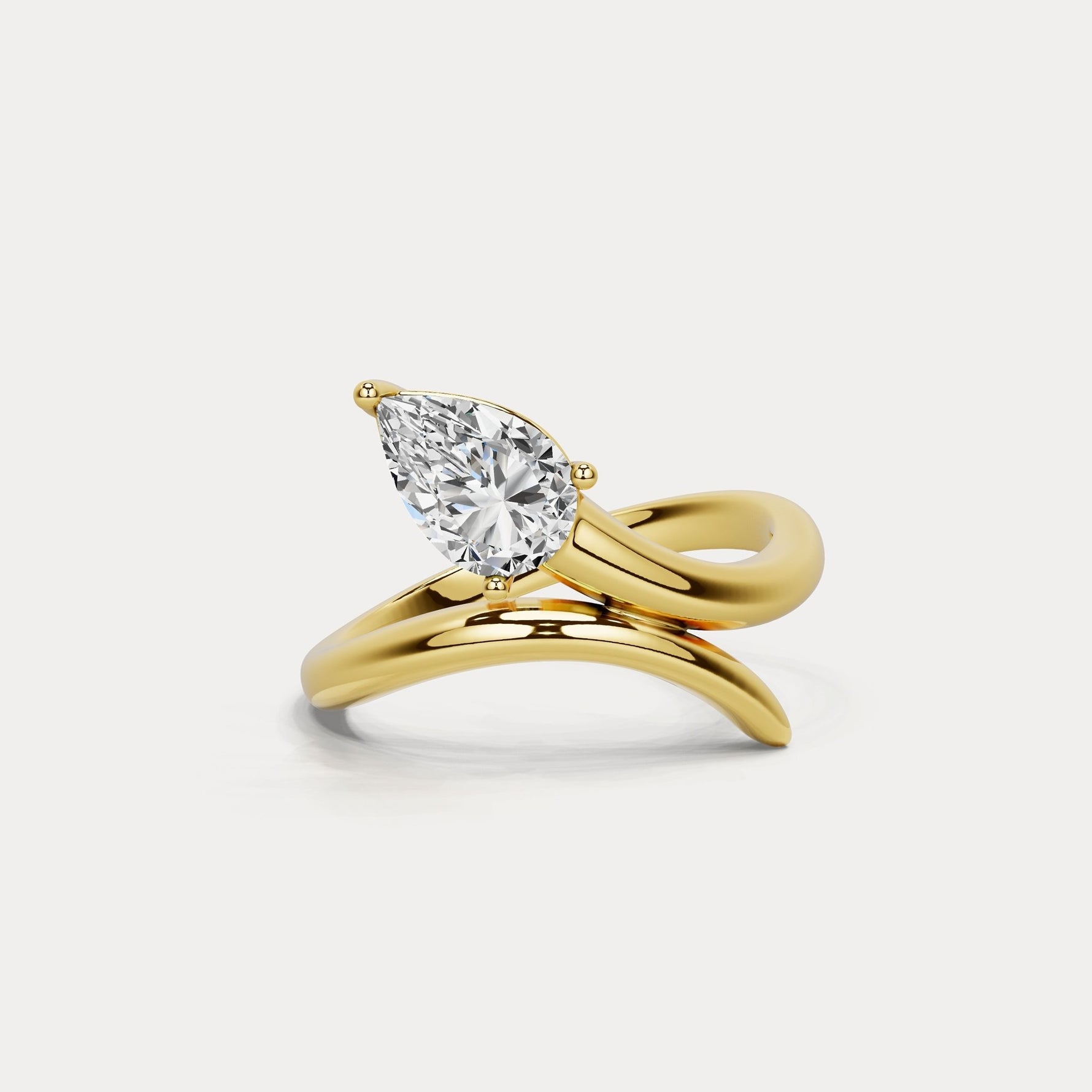 1.5 CT Pear Cut Lab Grown Diamond Twisted Ring in Sterling Silver - Rings