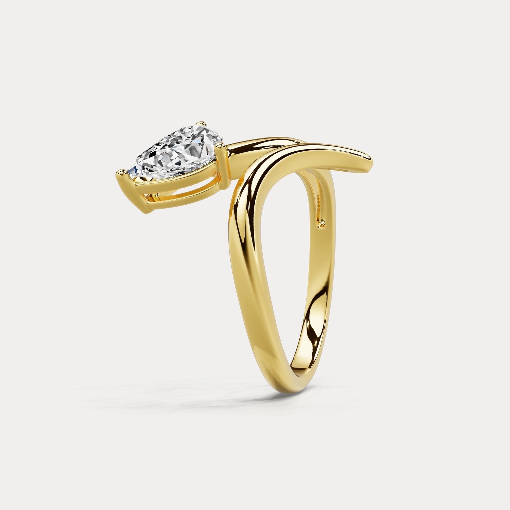 1.5 CT Pear Cut Lab Grown Diamond Twisted Ring in Sterling Silver - Rings