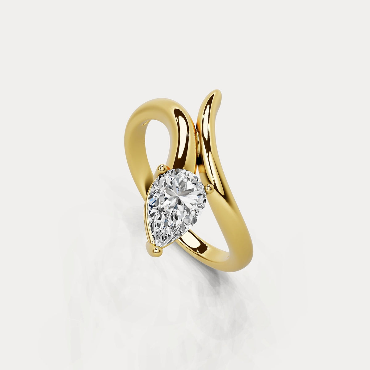1.5 CT Pear Cut Lab Grown Diamond Twisted Ring in Sterling Silver - Rings