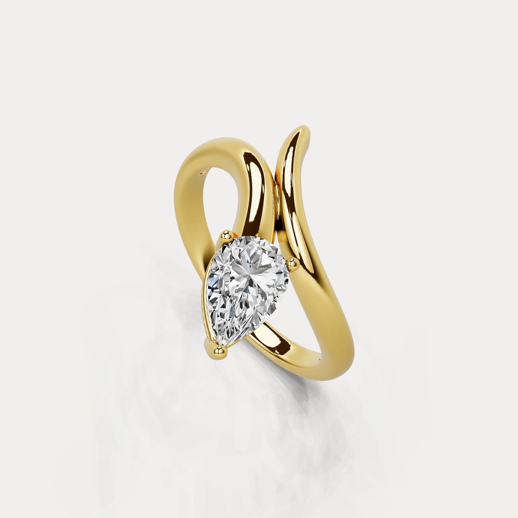 1.5 CT Pear Cut Lab Grown Diamond Twisted Ring in Sterling Silver - Rings