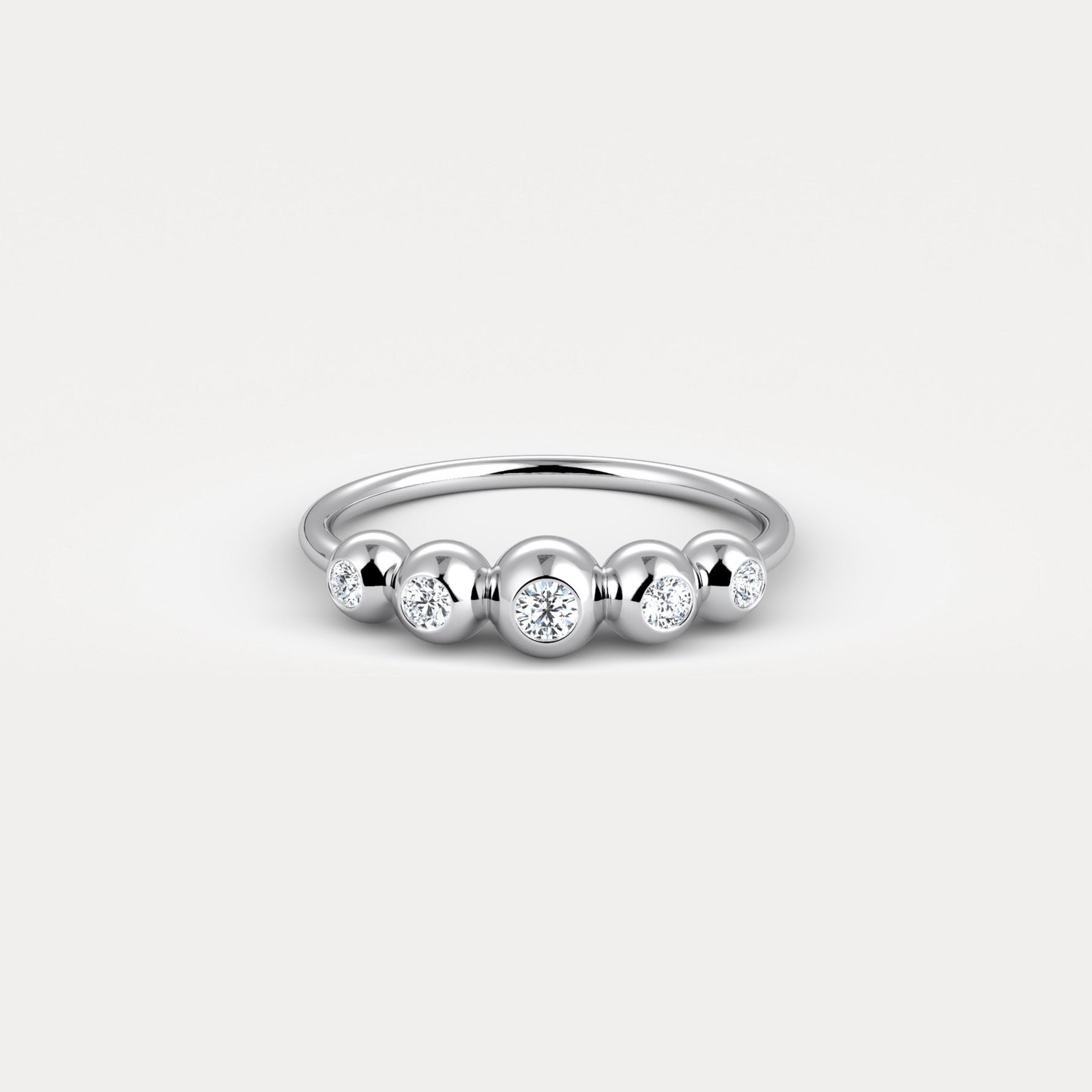 Lab Diamond Bubble Ring in Sterling Silver - Rings