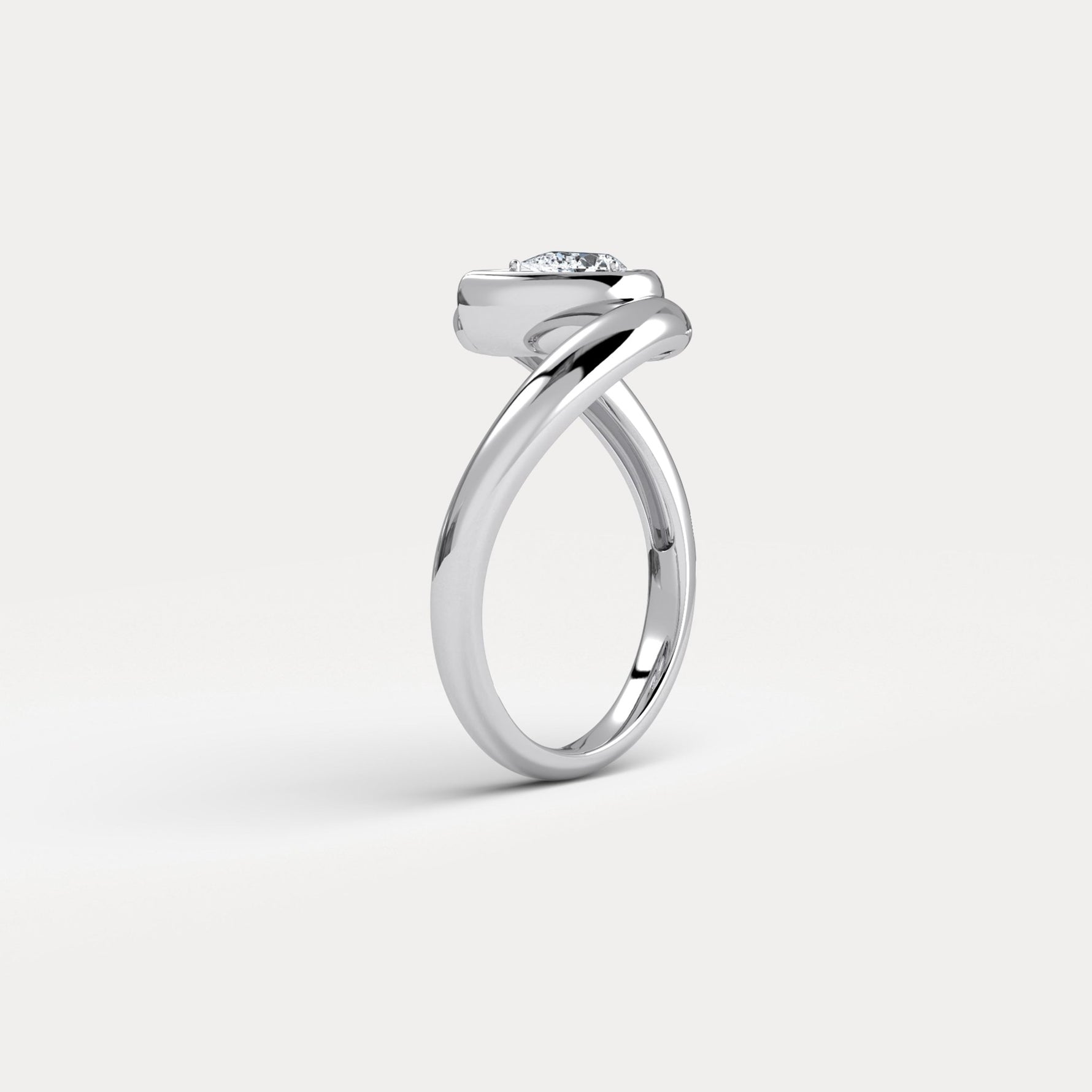 Bezel Pear Diamond Bypass Ring in Sterling Silver - Rings