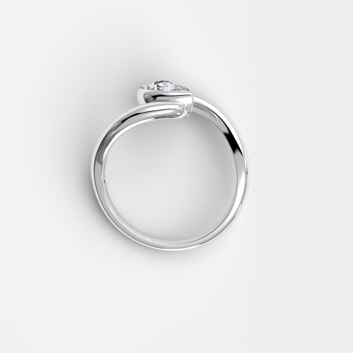 Bezel Pear Diamond Bypass Ring in Sterling Silver - Rings