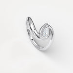 Bezel Pear Diamond Bypass Ring in Sterling Silver - Rings