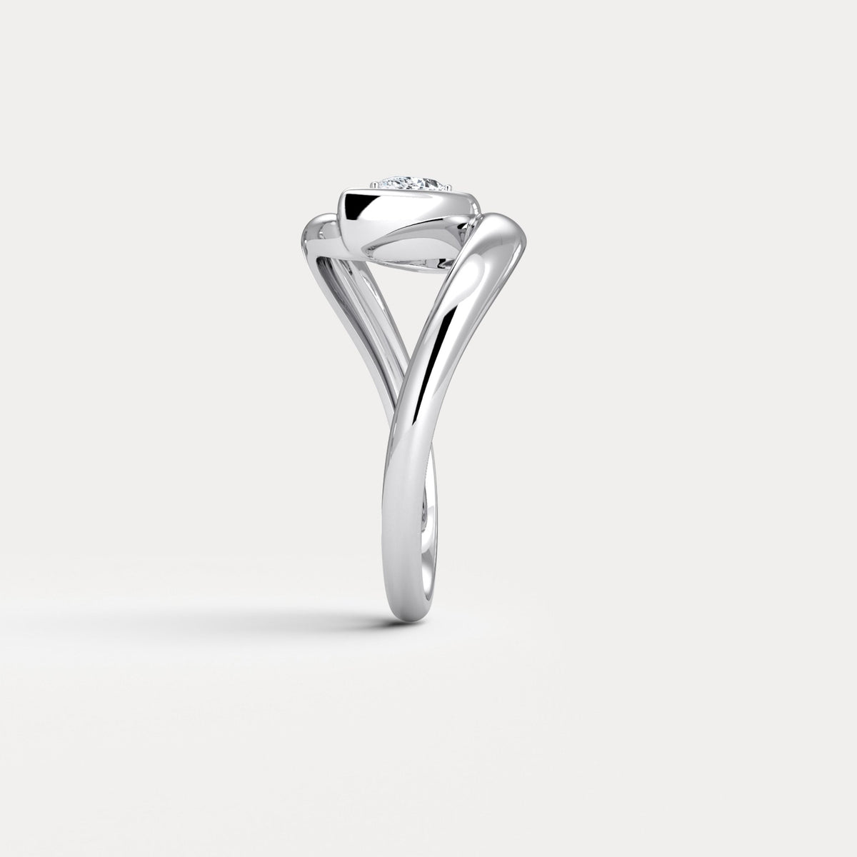 Bezel Pear Diamond Bypass Ring in Sterling Silver - Rings