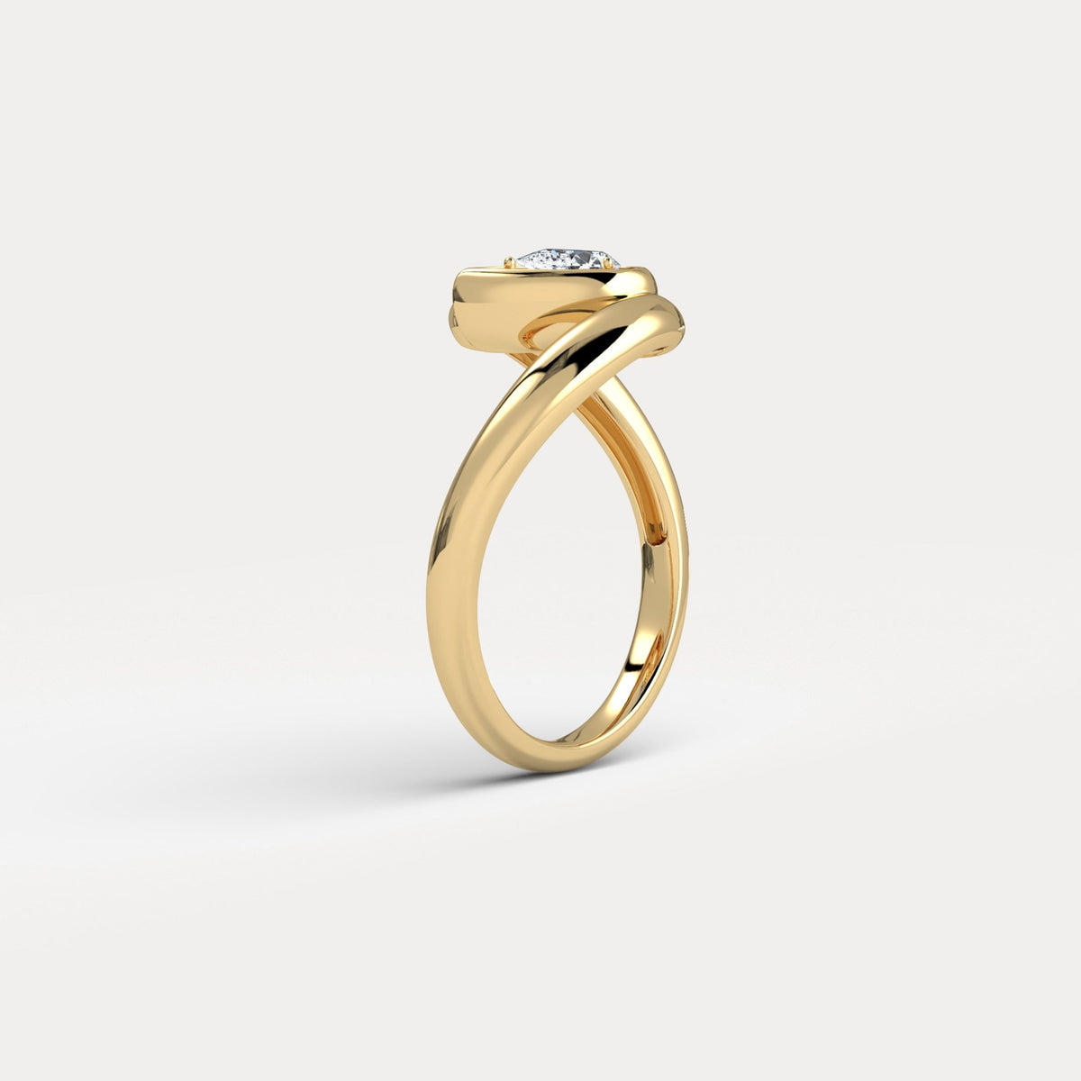 Bezel Pear Diamond Bypass Ring in Sterling Silver - Rings