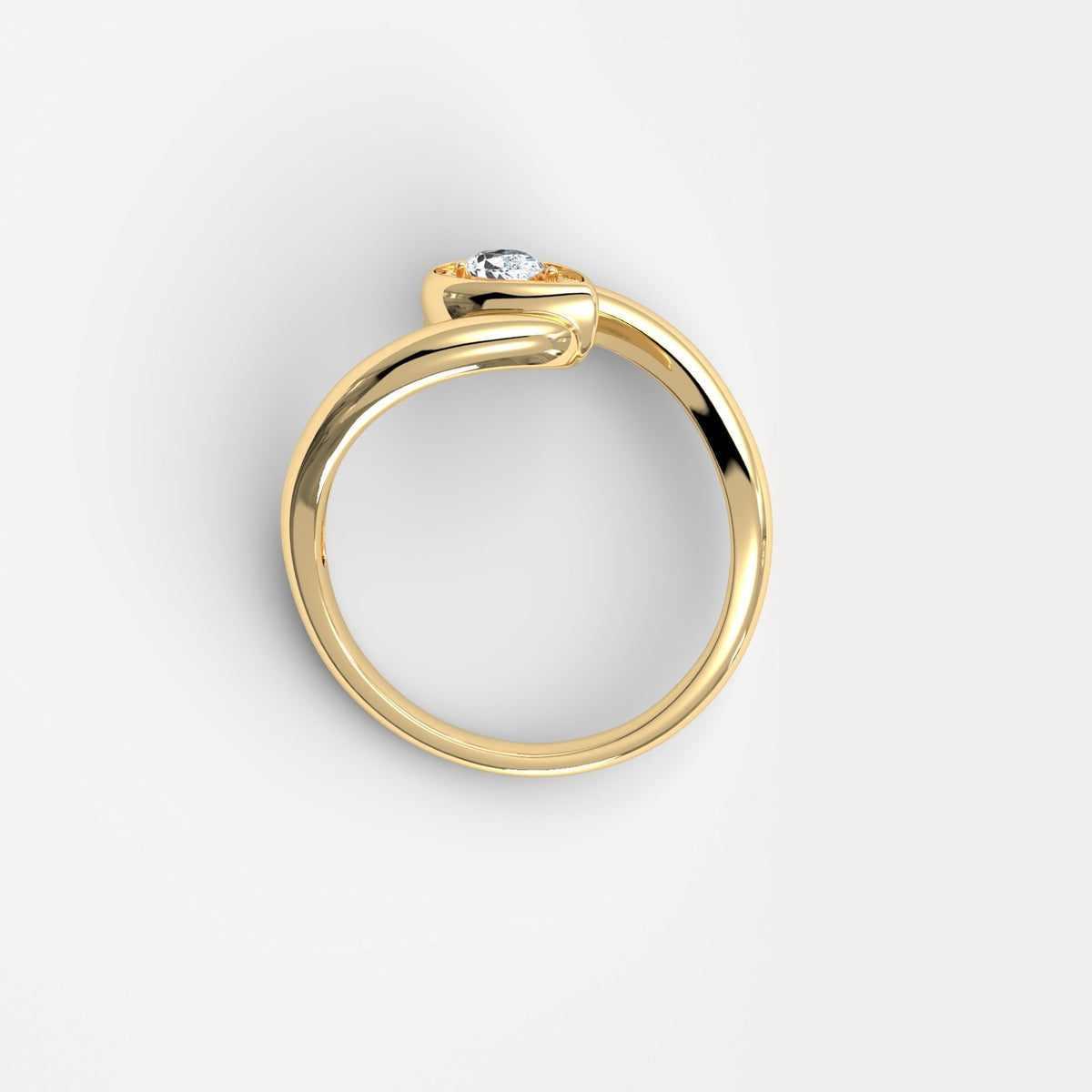 Bezel Pear Diamond Bypass Ring in Sterling Silver - Rings