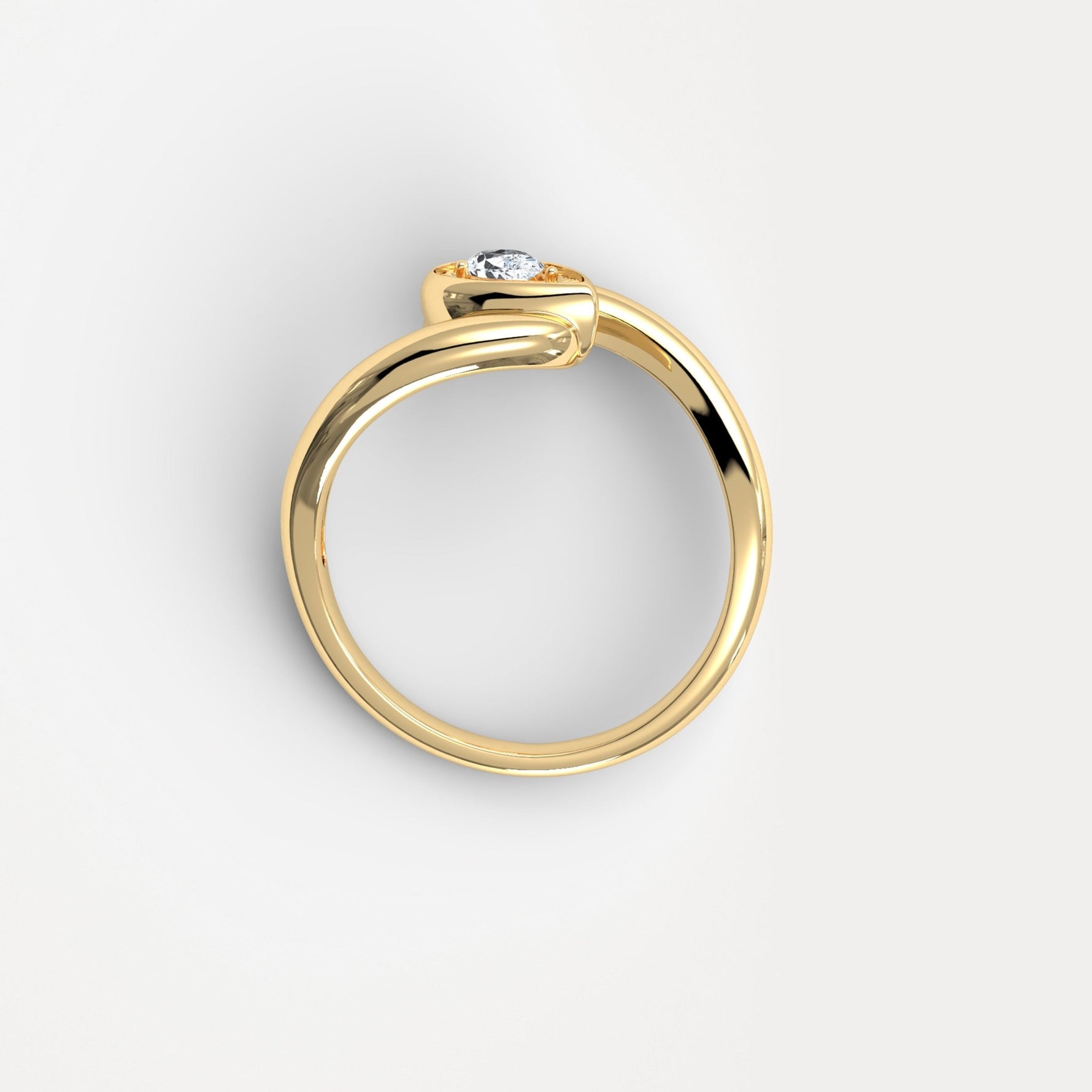 Bezel Pear Diamond Bypass Ring in Sterling Silver - Rings