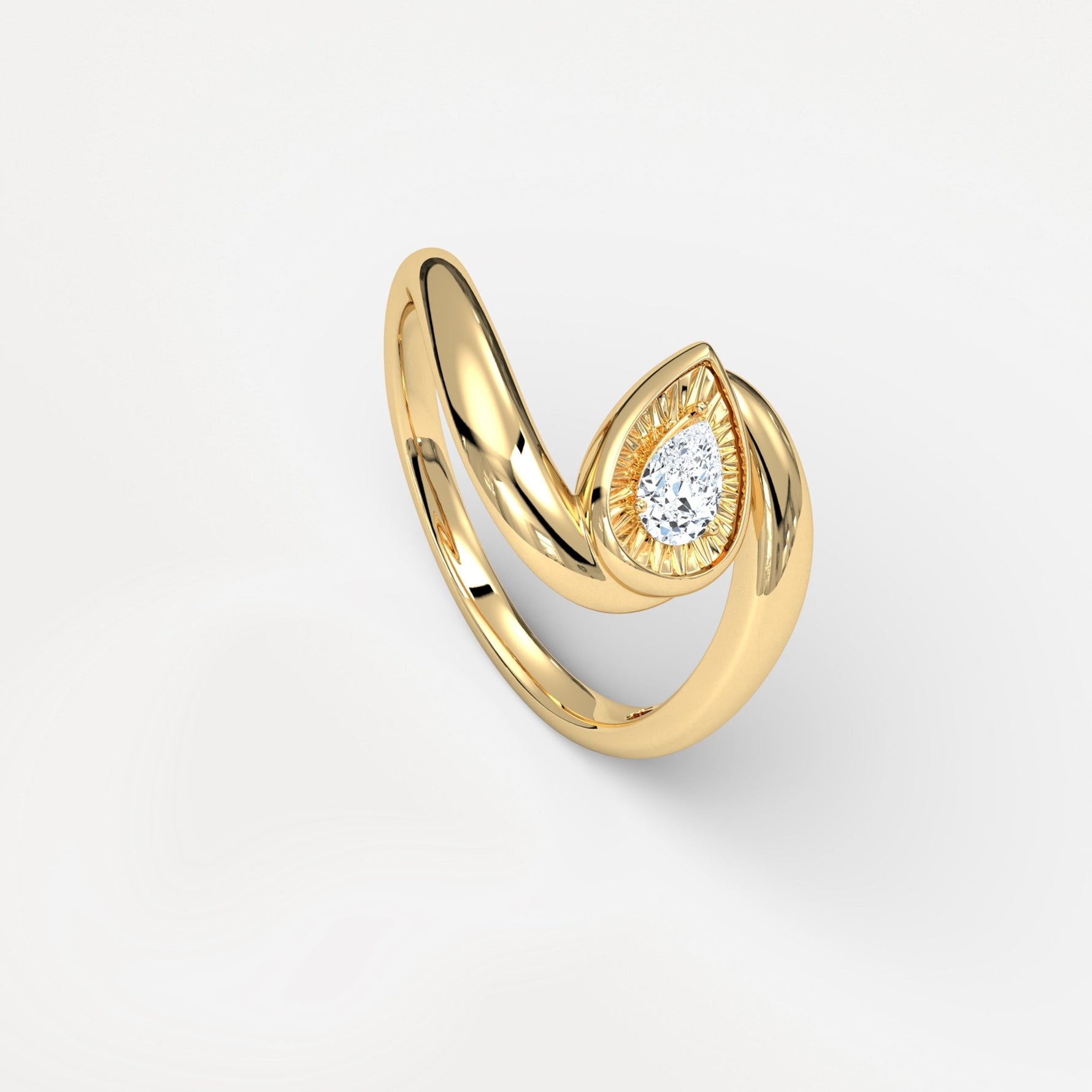 Bezel Pear Diamond Bypass Ring in Sterling Silver - Rings