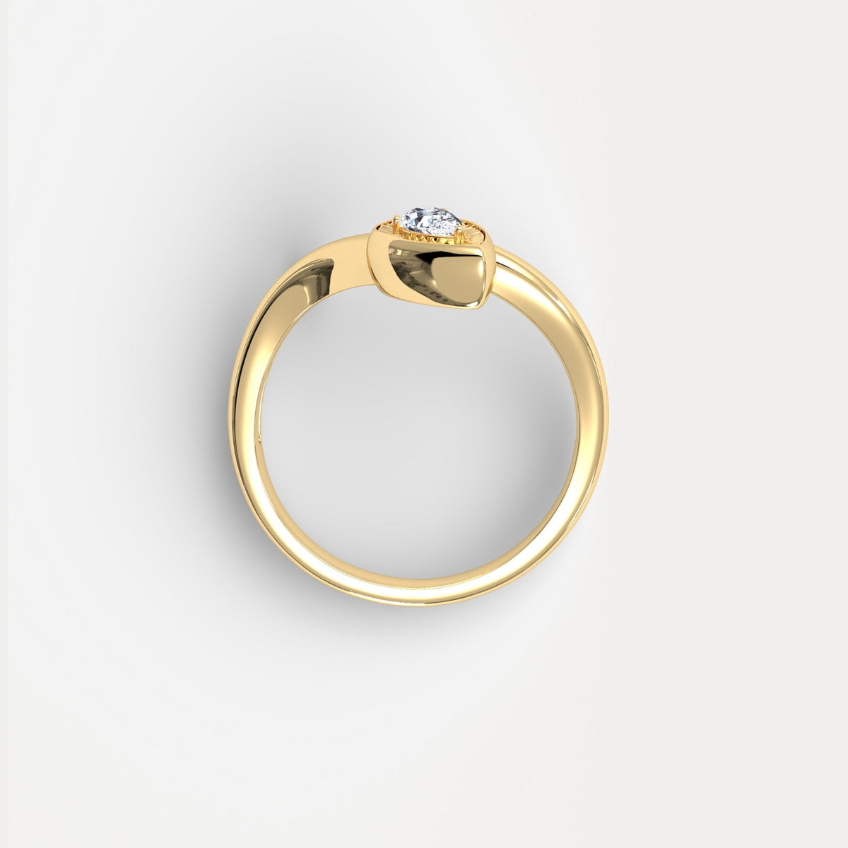 Wave Bezel Pear Diamond Ring in Sterling Silver - Rings