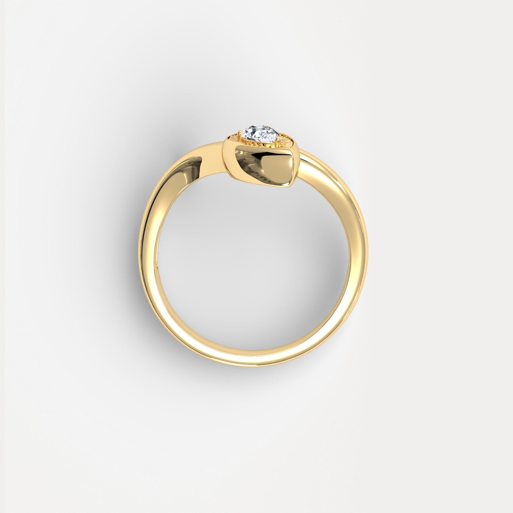 Wave Bezel Pear Diamond Ring in Sterling Silver - Rings