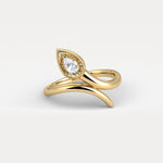 Wave Bezel Pear Diamond Ring in Sterling Silver - Rings