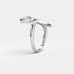 Wave Bezel Pear Diamond Ring in Sterling Silver - Rings