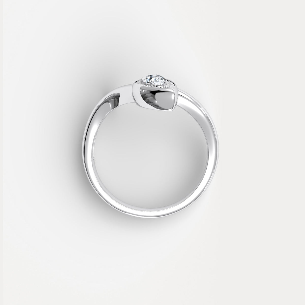 Wave Bezel Pear Diamond Ring in Sterling Silver - Rings