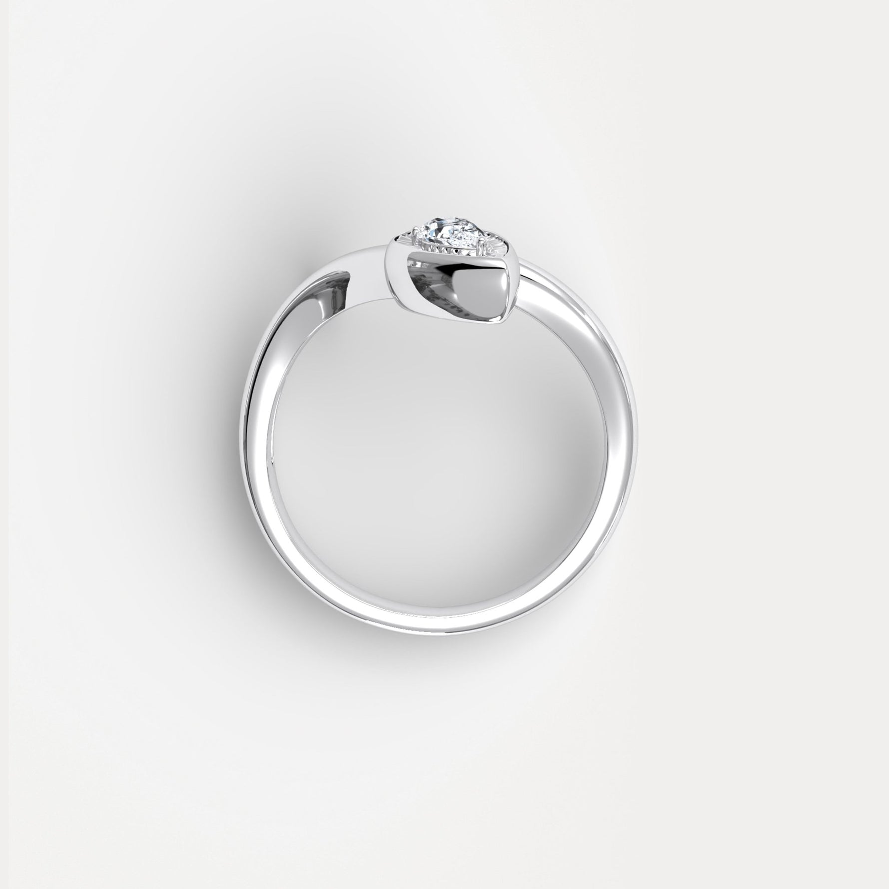 Wave Bezel Pear Diamond Ring in Sterling Silver - Rings