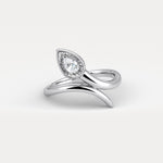 Wave Bezel Pear Diamond Ring in Sterling Silver - Rings