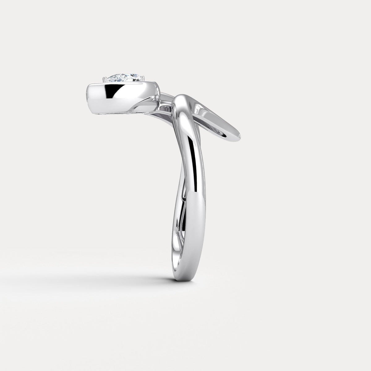 Wave Bezel Pear Diamond Ring in Sterling Silver - Rings