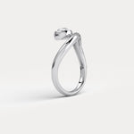 Bezel Pear Diamond Curved Ring in Sterling Silver - Rings