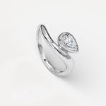 Bezel Pear Diamond Curved Ring in Sterling Silver - Rings