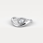 Bezel Pear Diamond Curved Ring in Sterling Silver - Rings