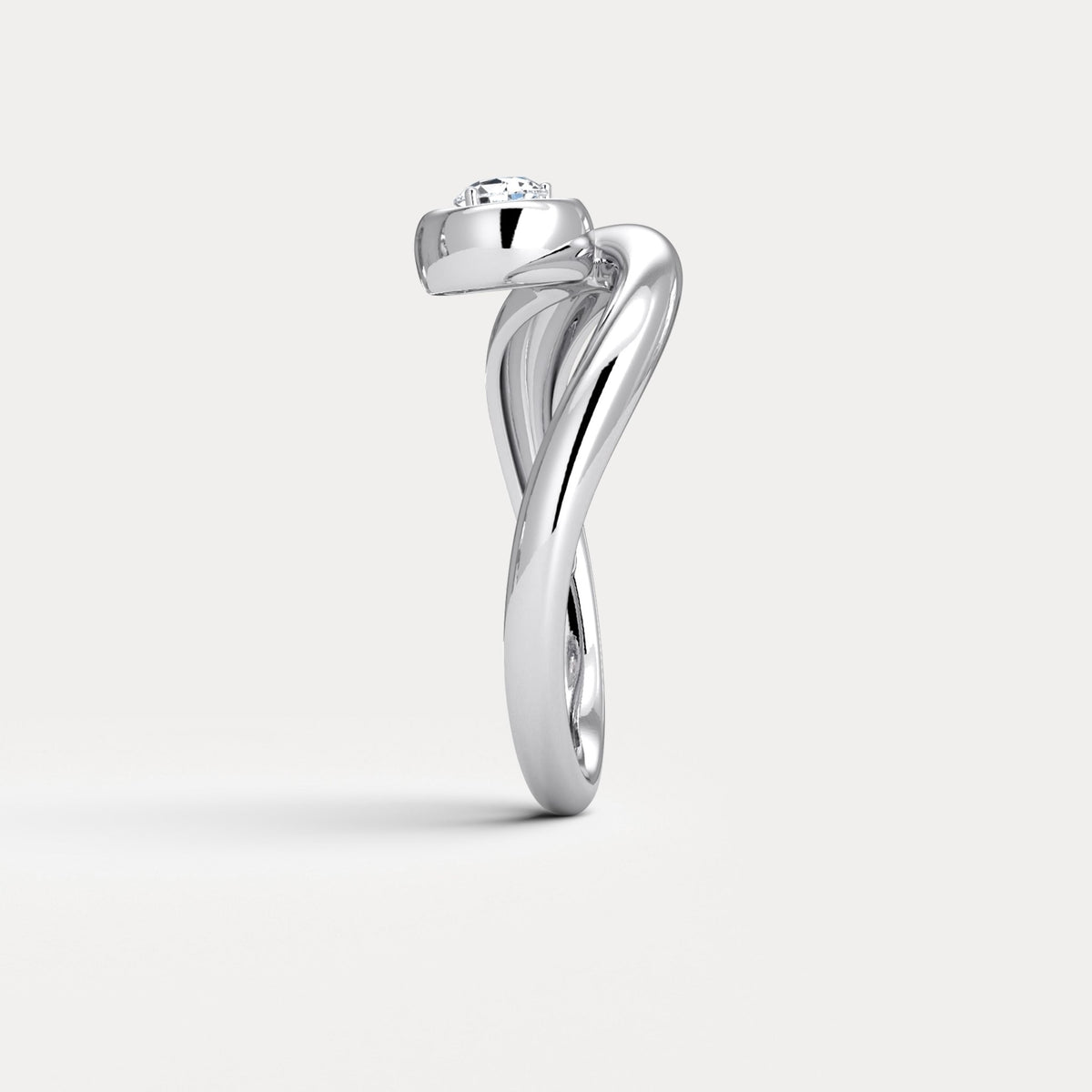 Bezel Pear Diamond Curved Ring in Sterling Silver - Rings