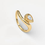 Bezel Pear Diamond Curved Ring in Sterling Silver - Rings