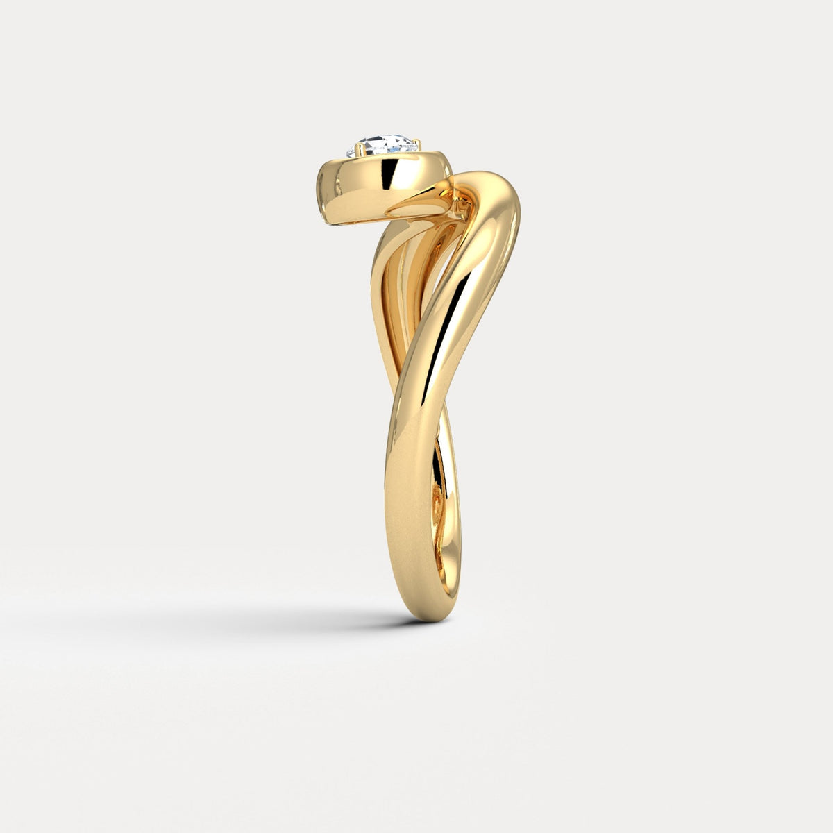 Bezel Pear Diamond Curved Ring in Sterling Silver - Rings