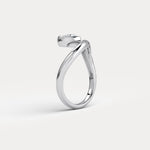 Heart Shaped Diamond Bezel Wave Ring in Sterling Silver - Rings