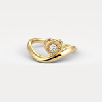Heart Shaped Diamond Bezel Wave Ring in Sterling Silver - Rings