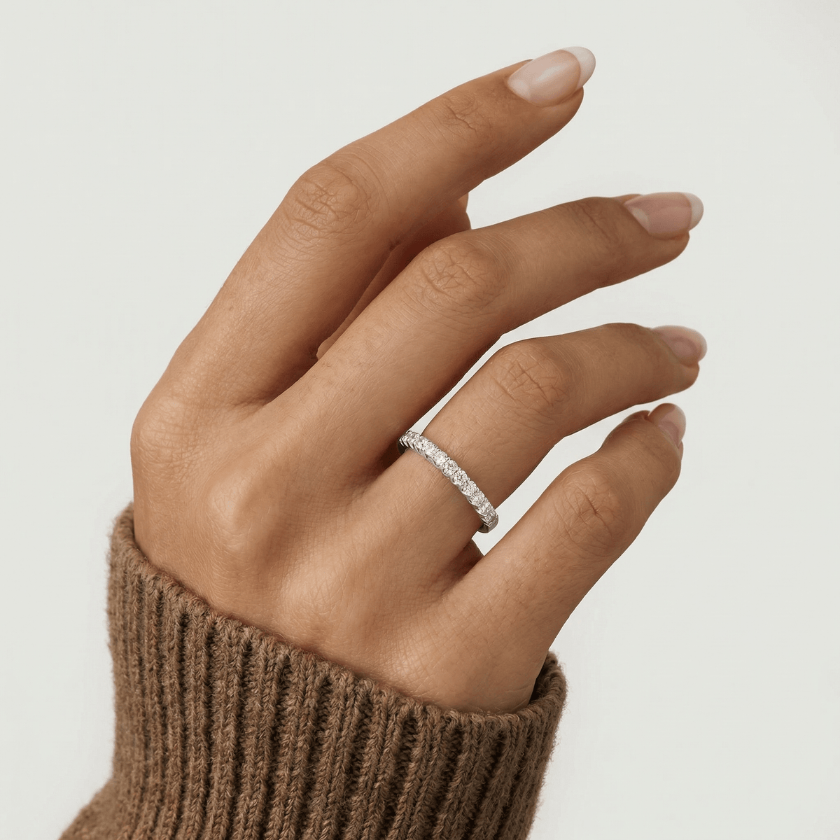 0.6 CTW Lab - Grown Diamond Classic Half Eternity Ring in Sterling Silver - Rings