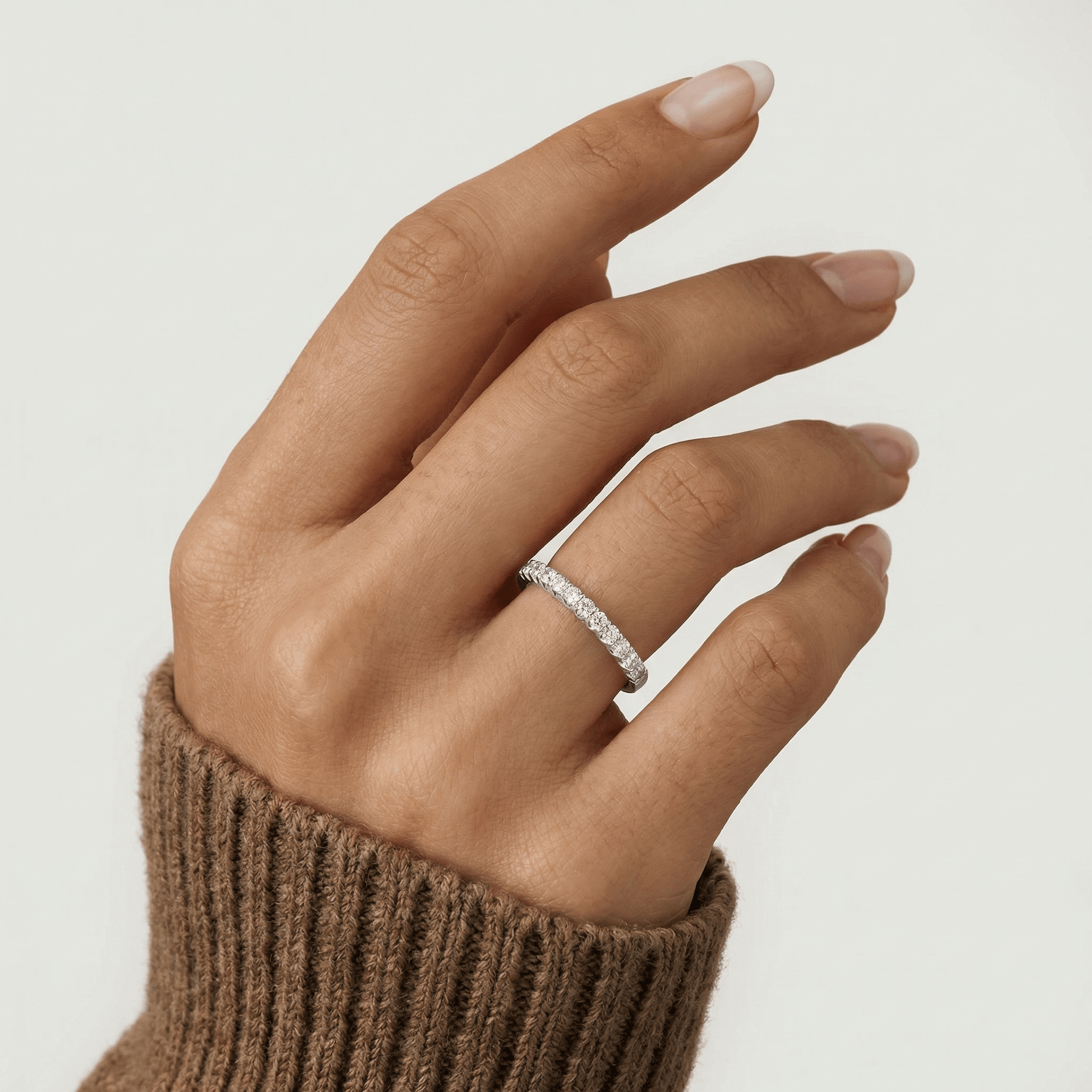 0.6 CTW Lab - Grown Diamond Classic Half Eternity Ring in Sterling Silver - Rings