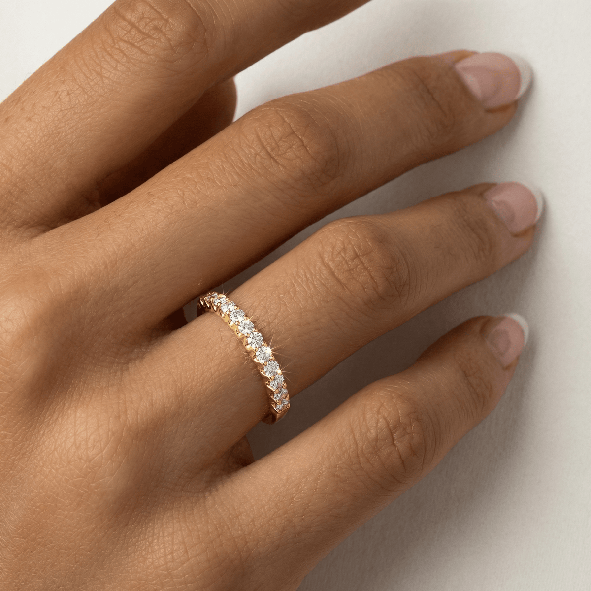 0.6 CTW Lab - Grown Diamond Classic Half Eternity Ring in Sterling Silver - Rings