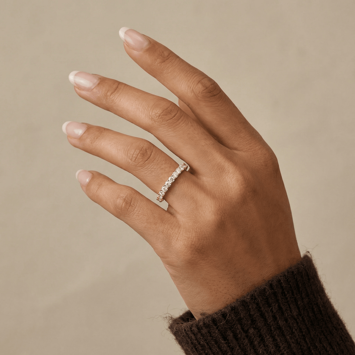 0.6 CTW Lab - Grown Diamond Classic Half Eternity Ring in Sterling Silver - Rings