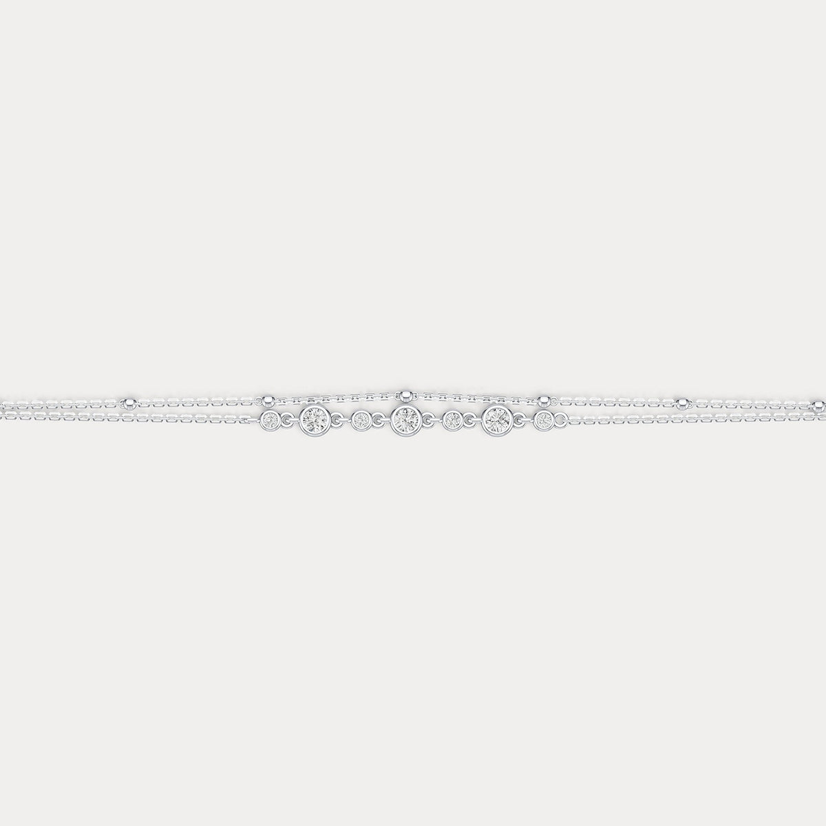 Bezel Set Lab - Grown Diamond Bracelet with Double Chain in Sterling Silver - Bracelets