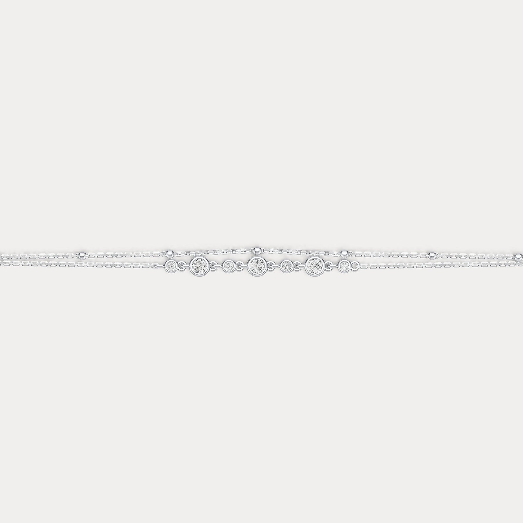Bezel Set Lab - Grown Diamond Bracelet with Double Chain in Sterling Silver - Bracelets